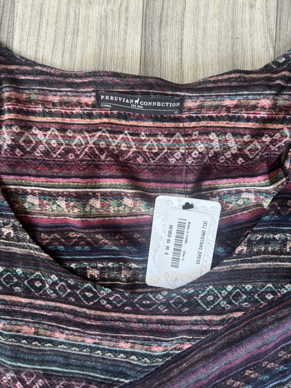 NWT Peruvian Connection XL Oristano Purple Multicolor Diagonal Stripe Midi Dress - Picture 3 of 4